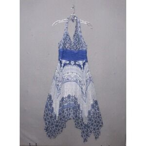 Sangria Dress 10 Halter Y2K Fairy Asymmetrical Hem Babydoll Floral Patchwork